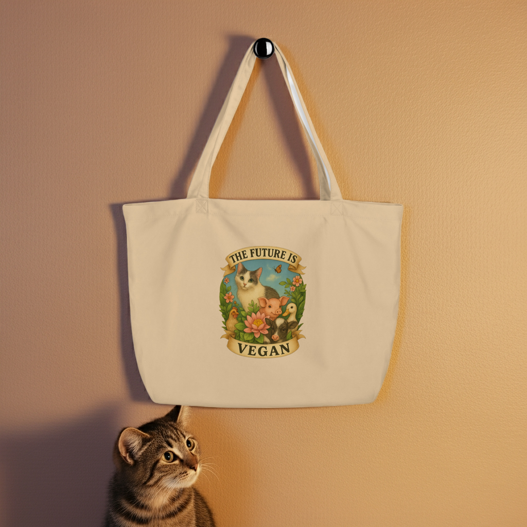 The Future Is Vegan Tote Bag — Cute Animal Lover Organic Cotton Gift