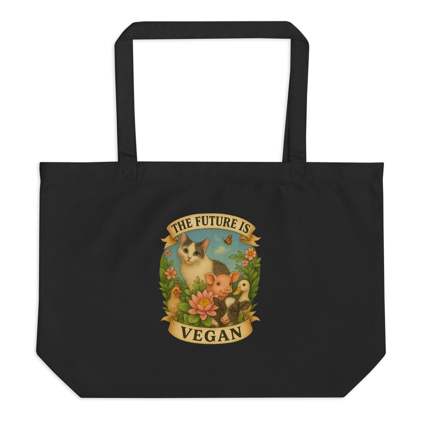 The Future Is Vegan Tote Bag — Cute Animal Lover Organic Cotton Gift