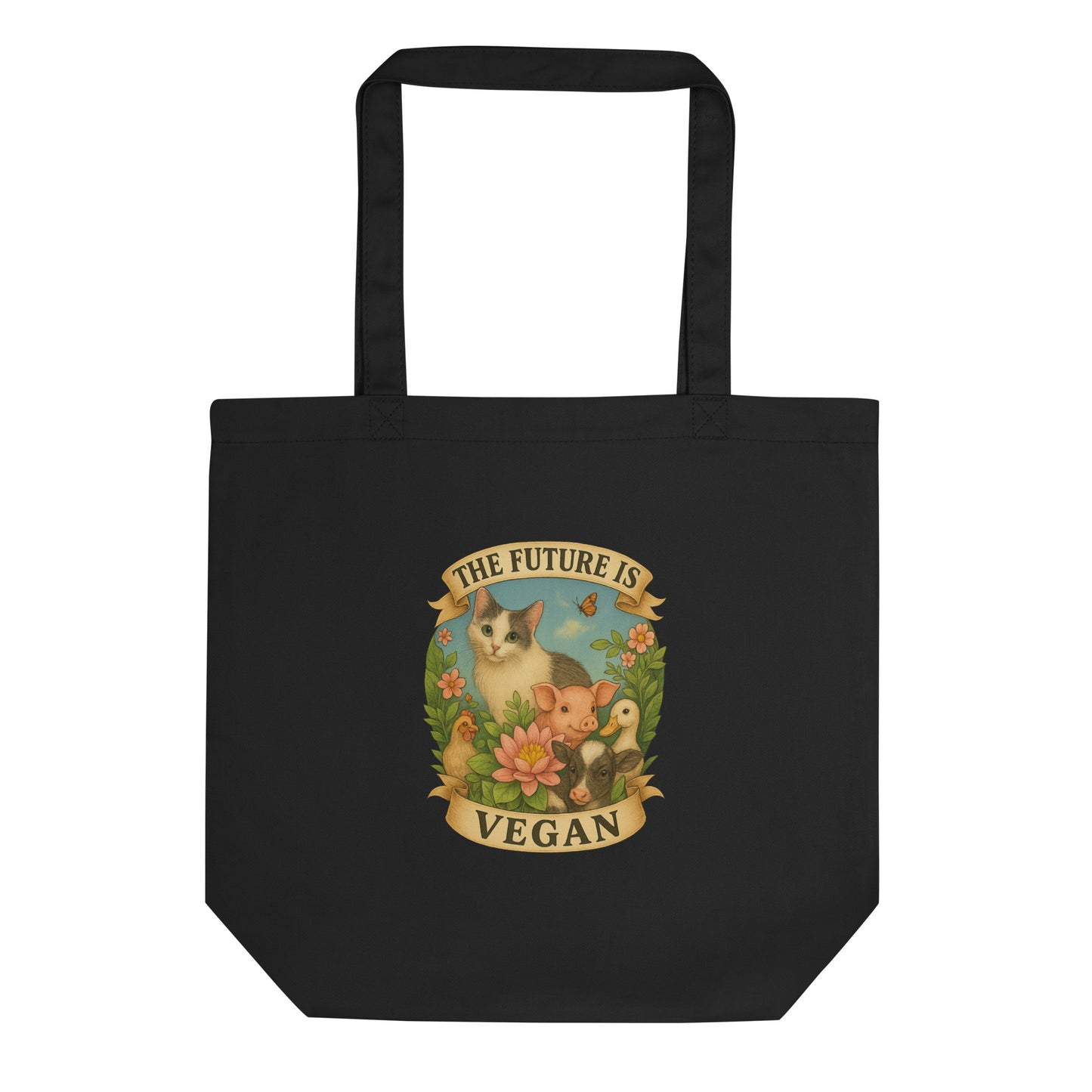 The Future Is Vegan Tote Bag — Cute Animal Lover Organic Cotton Gift