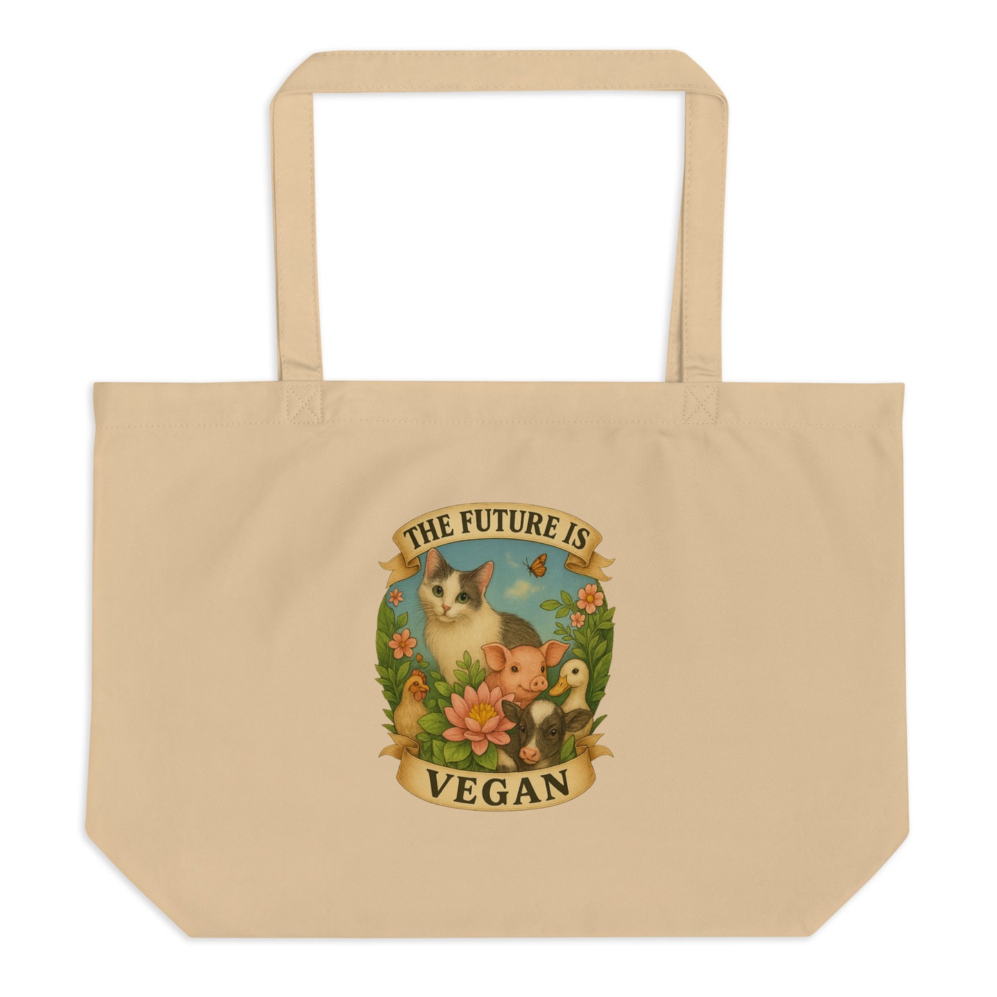The Future Is Vegan Tote Bag — Cute Animal Lover Organic Cotton Gift