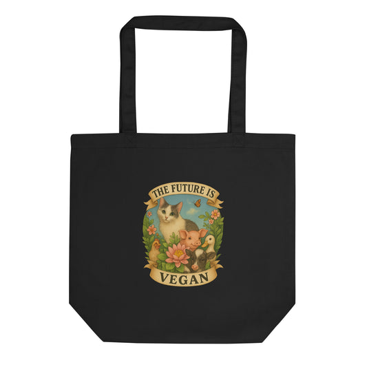 The Future Is Vegan Tote Bag — Cute Animal Lover Organic Cotton Gift